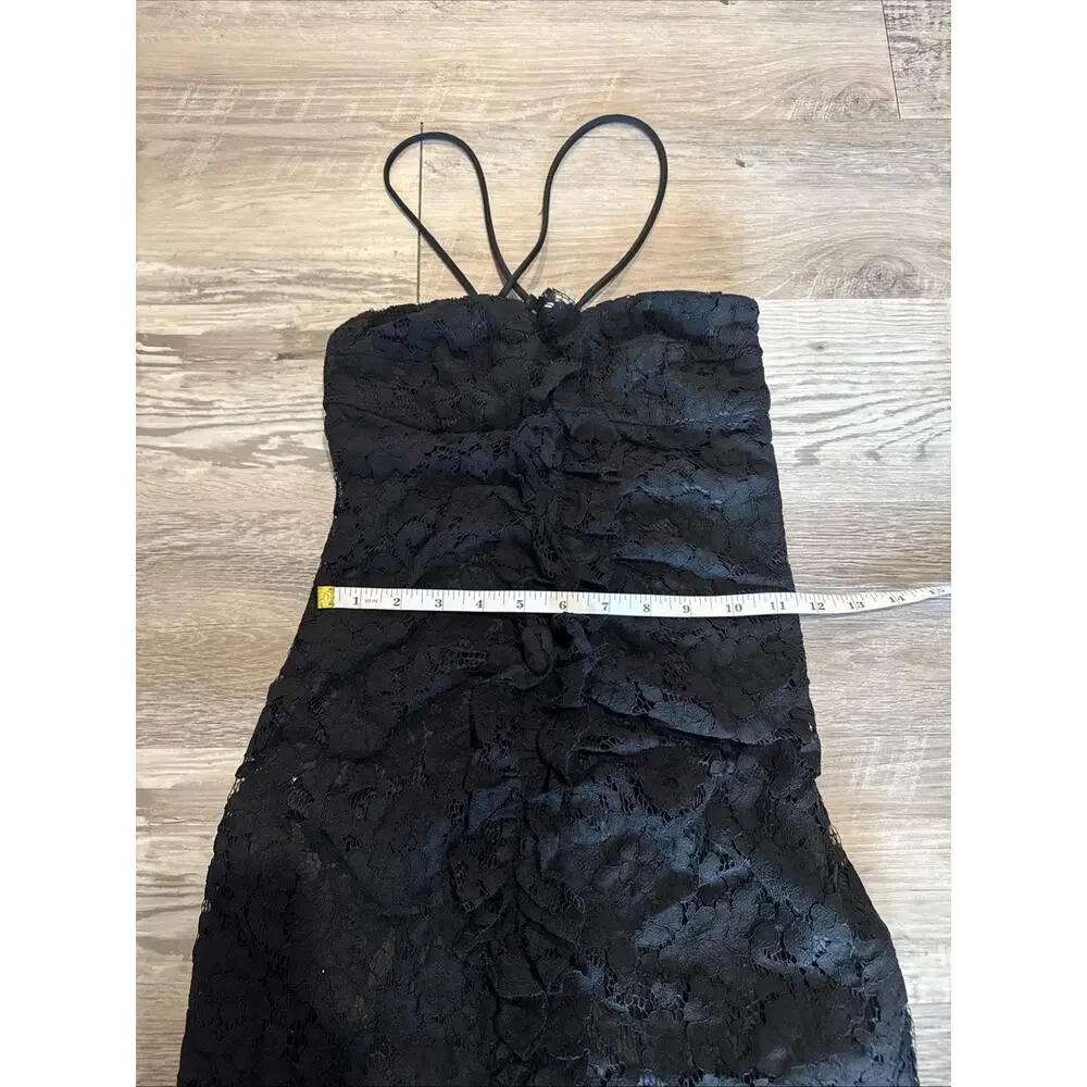Zara Womens Lace Mini Dress Draped XS Black Ruffled Floral 8200/998 NWT - Picture 4 of 7
